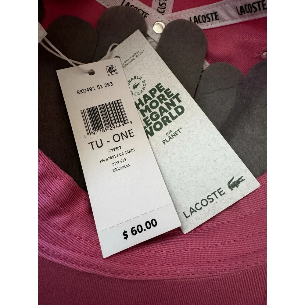 NWT Lacoste Unisex Pink Logo Cotton Twill Cap